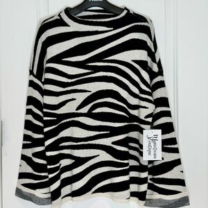 Zebra Print Women's Long Sleeve Sweater Size M From Mainstream Boutique Wool